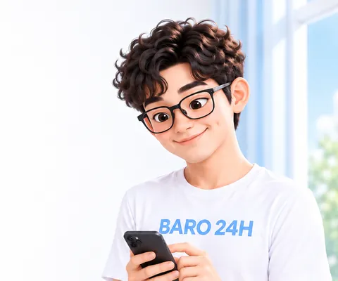 차분한 표정으로 안내하는 남성 3D 인물
